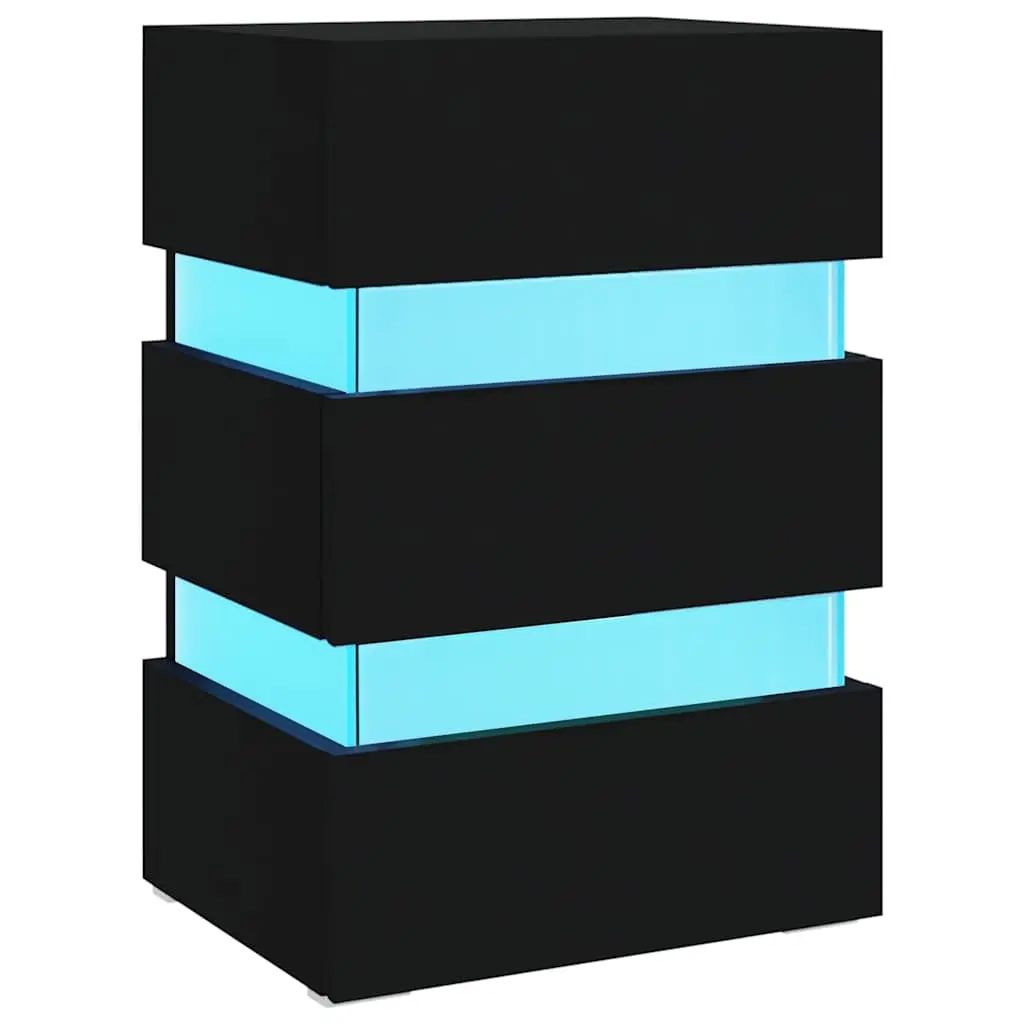 LED Bedside Cabinet Black 45x35x67 cm Engineered Wood 326841 - Furniture