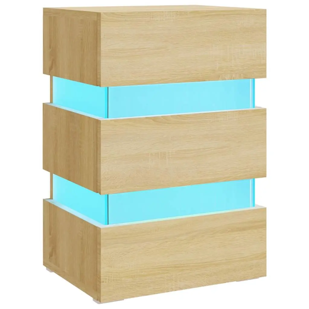 LED Bedside Cabinet Sonoma Oak 45x35x67 cm Engineered Wood 326843 - Furniture