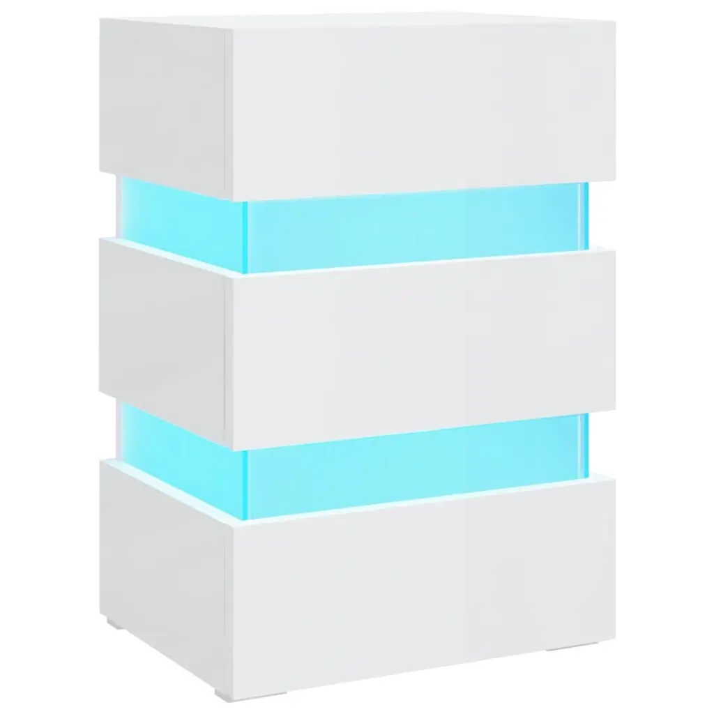 LED Bedside Cabinet High Gloss White 45x35x67 cm Engineered Wood 326846 - Furniture
