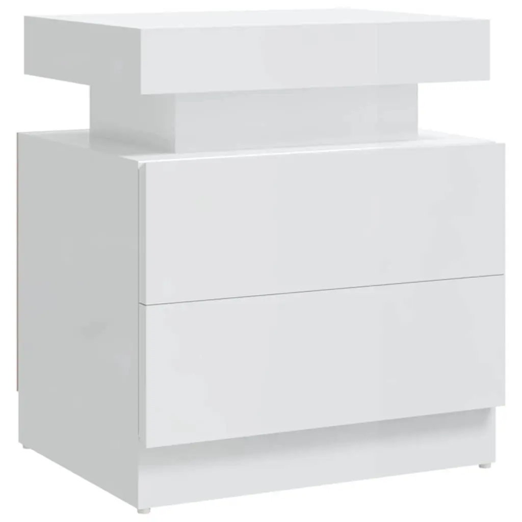 Bedside Cabinet High Gloss White 45x35x52 cm Engineered Wood 326855 - Furniture