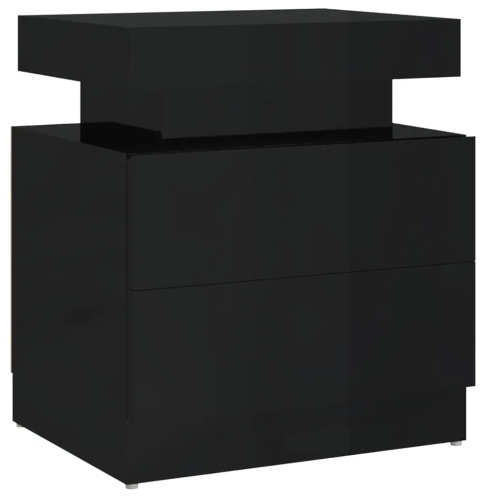 Bedside Cabinet High Gloss Black 45x35x52 cm Engineered Wood 326856 - Furniture