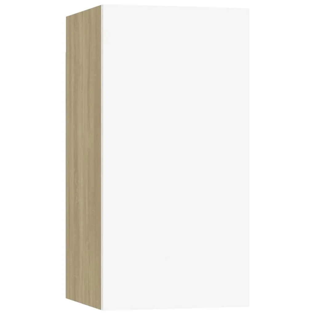TV Cabinet White and Sonoma Oak 30.5x30x60 cm Engineered Wood 803336 - Furniture