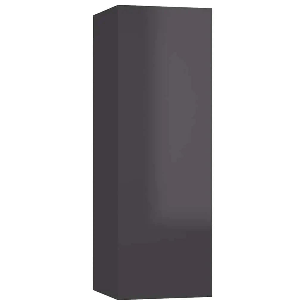 TV Cabinet High Gloss Grey 30.5x30x90 cm Engineered Wood 803360 - Furniture