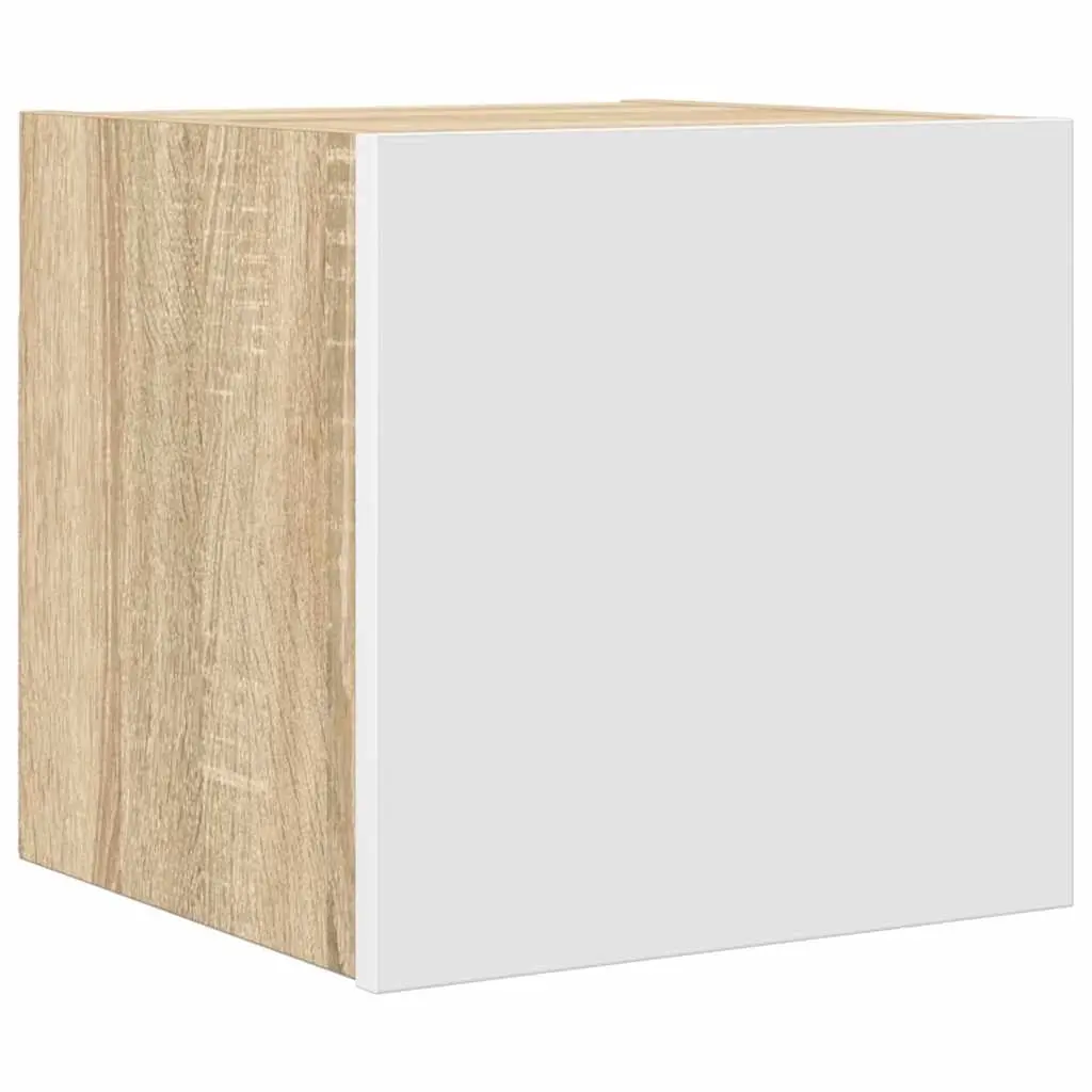 Wall Mounted TV Cabinet White and Sonoma Oak 30.5x30x30 cm 804496 - Furniture