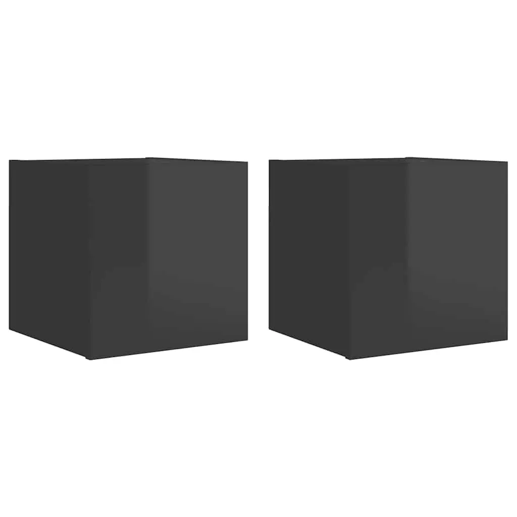 Wall Mounted TV Cabinets 2 pcs High Gloss Grey 30.5x30x30 cm 804506 - Furniture