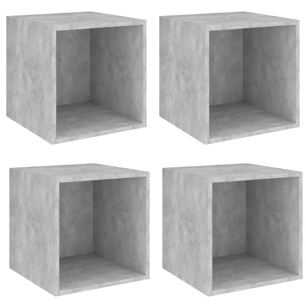 Wall Cabinets 4 pcs Concrete Grey 37x37x37 cm Engineered Wood 805458 - Furniture