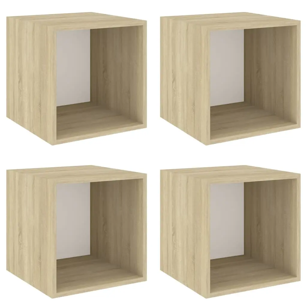 Wall Cabinets 4 pcs White and Sonoma Oak 37x37x37 cm Engineered Wood 805461 - Furniture