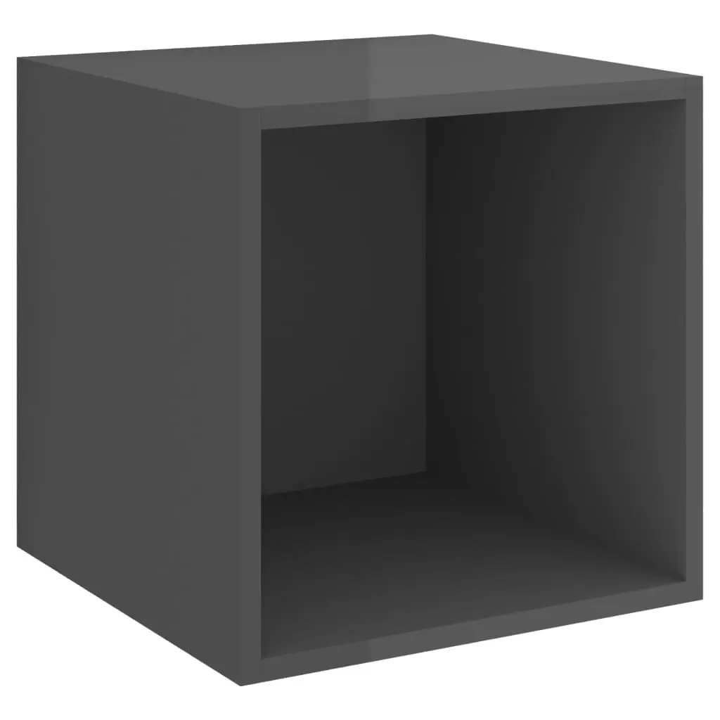 Wall Cabinet High Gloss Grey 37x37x37 cm Engineered Wood 805468 - Furniture