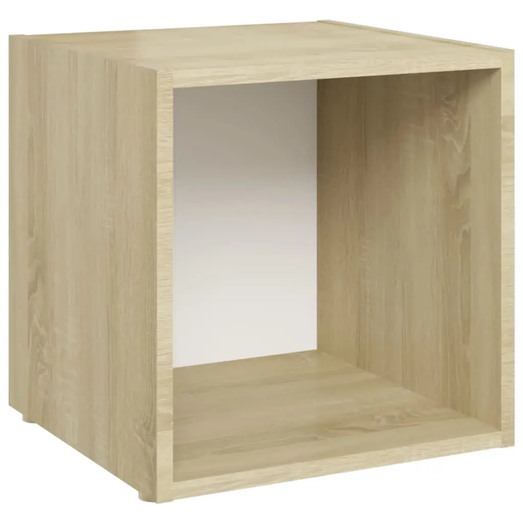 TV Cabinet White and Sonoma Oak 37x35x37 cm Engineered Wood 805513 - Furniture
