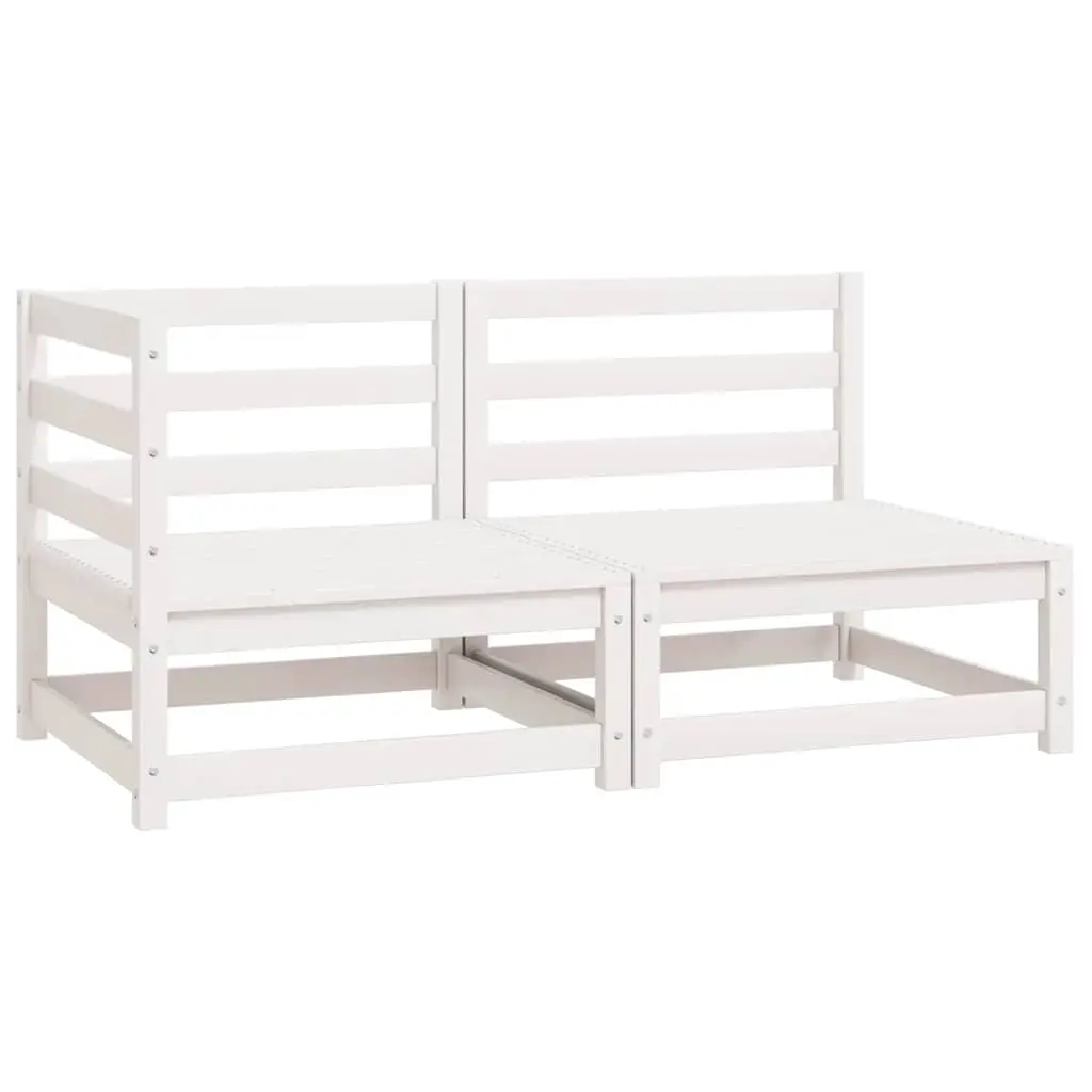 2 Piece Garden Lounge Set White Solid Pinewood 805691 - Furniture