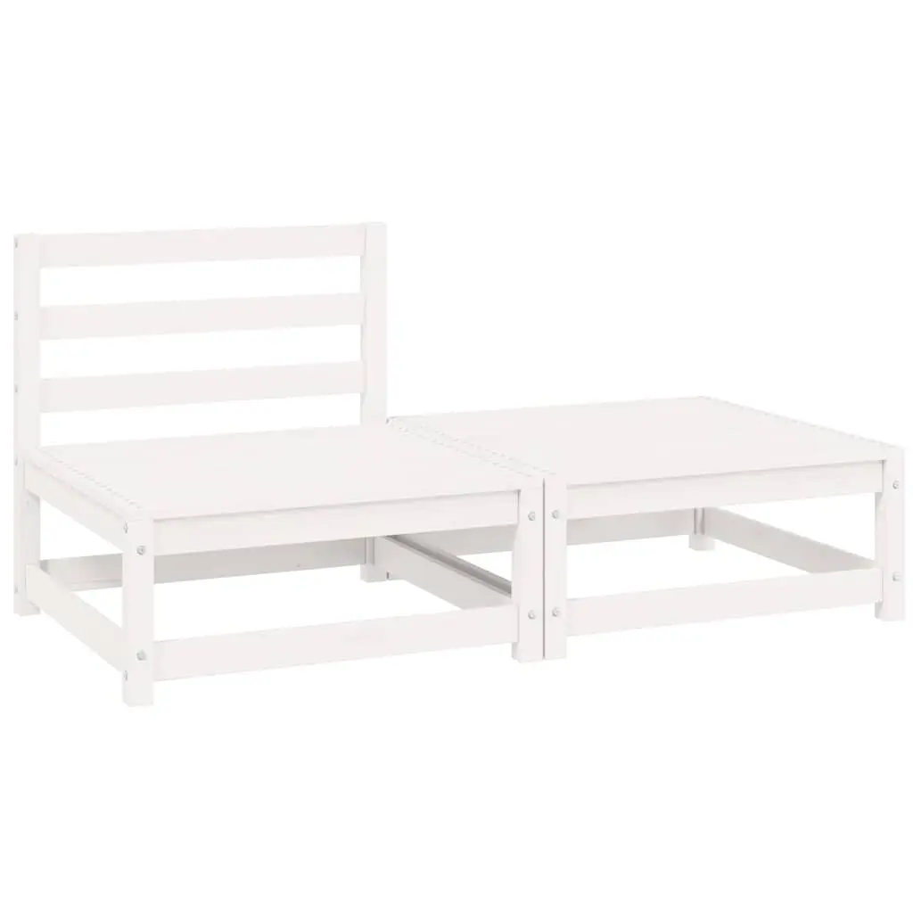 2 Piece Garden Lounge Set White Solid Pinewood 805696 - Furniture