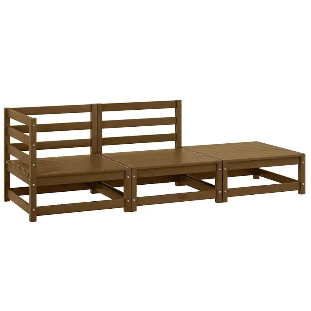 3 Piece Garden Lounge Set Honey Brown Solid Pinewood 805703 - Furniture