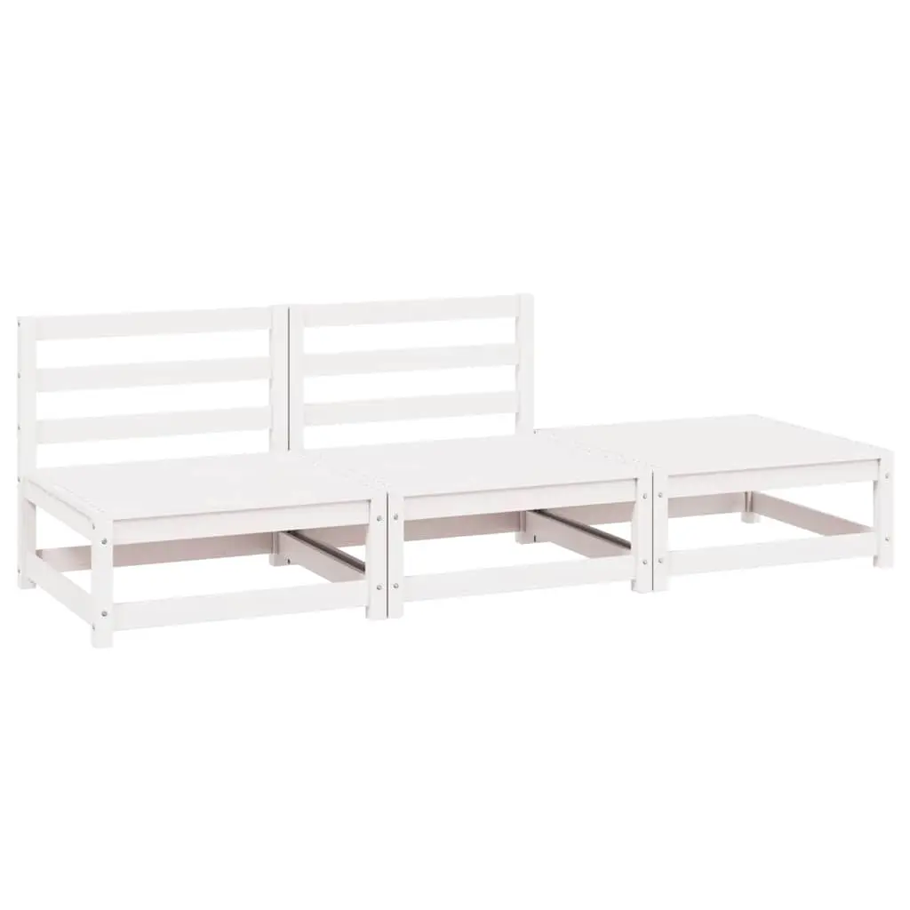 3 Piece Garden Lounge Set White Solid Pinewood 805711 - Furniture