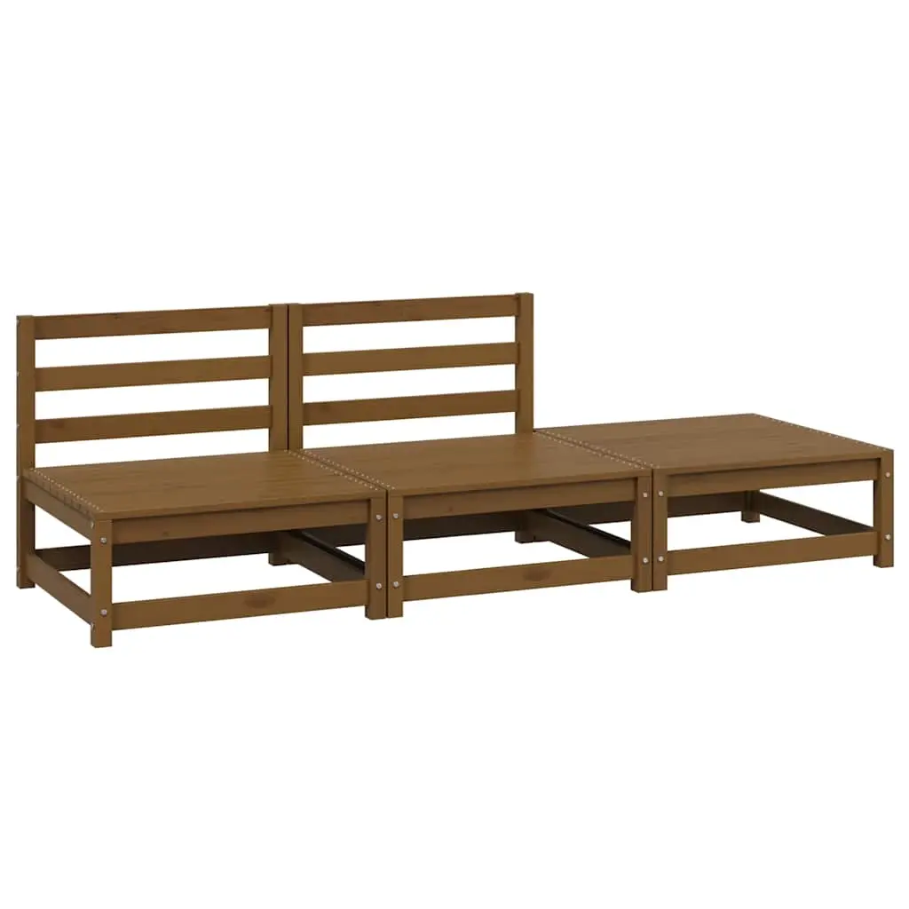 3 Piece Garden Lounge Set Honey Brown Solid Pinewood 805713 - Furniture