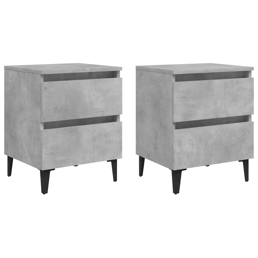 Bed Cabinets 2 pcs Concrete Grey 40x35x50 cm Engineered Wood 805878 - Furniture