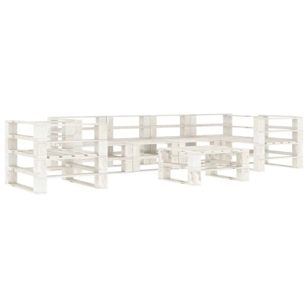 7 Piece Garden Pallet Lounge Set Wood White 3072237 - Furniture
