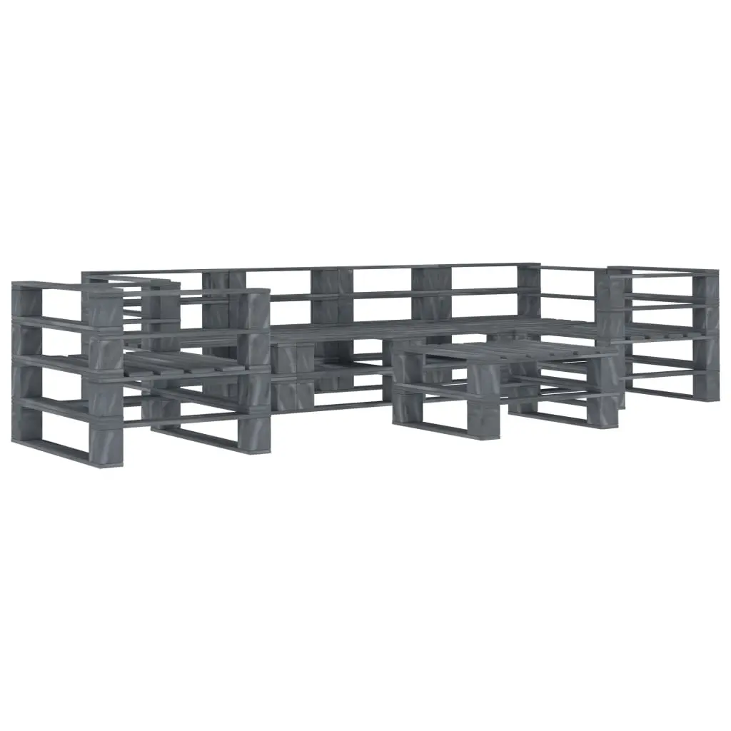 7 Piece Garden Pallet Lounge Set Wood Grey 3072254 - Furniture