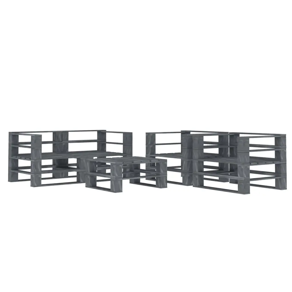 5 Piece Garden Pallet Lounge Set Wood Grey 3072255 - Furniture