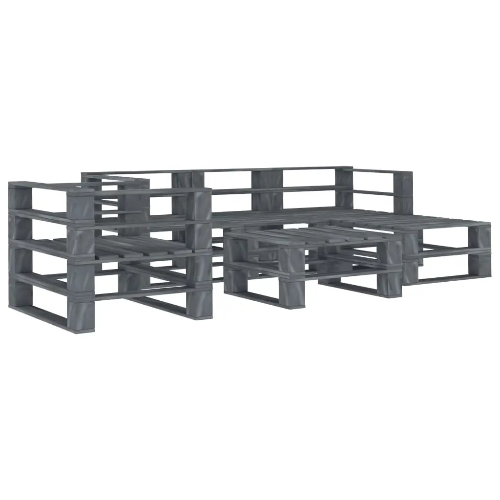 6 Piece Garden Pallet Lounge Set Wood Grey 3072256 - Furniture