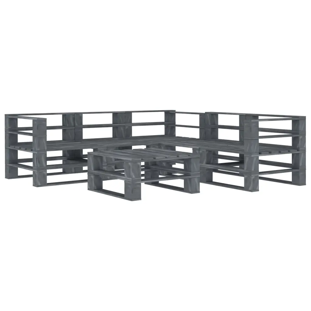 6 Piece Garden Pallet Lounge Set Wood Grey 3072257 - Furniture