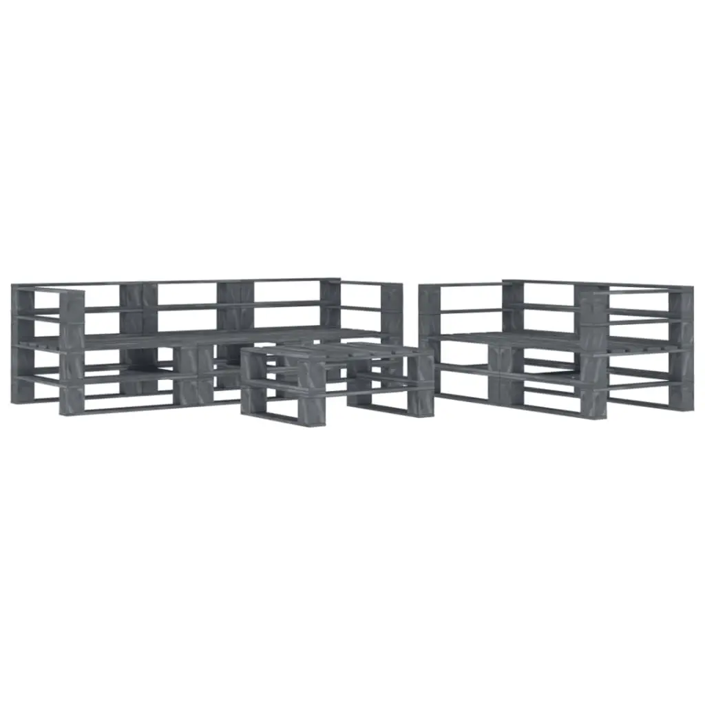 6 Piece Garden Pallet Lounge Set Wood Grey 3072258 - Furniture