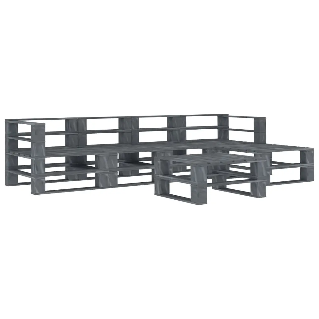 6 Piece Garden Pallet Lounge Set Wood Grey 3072260 - Furniture