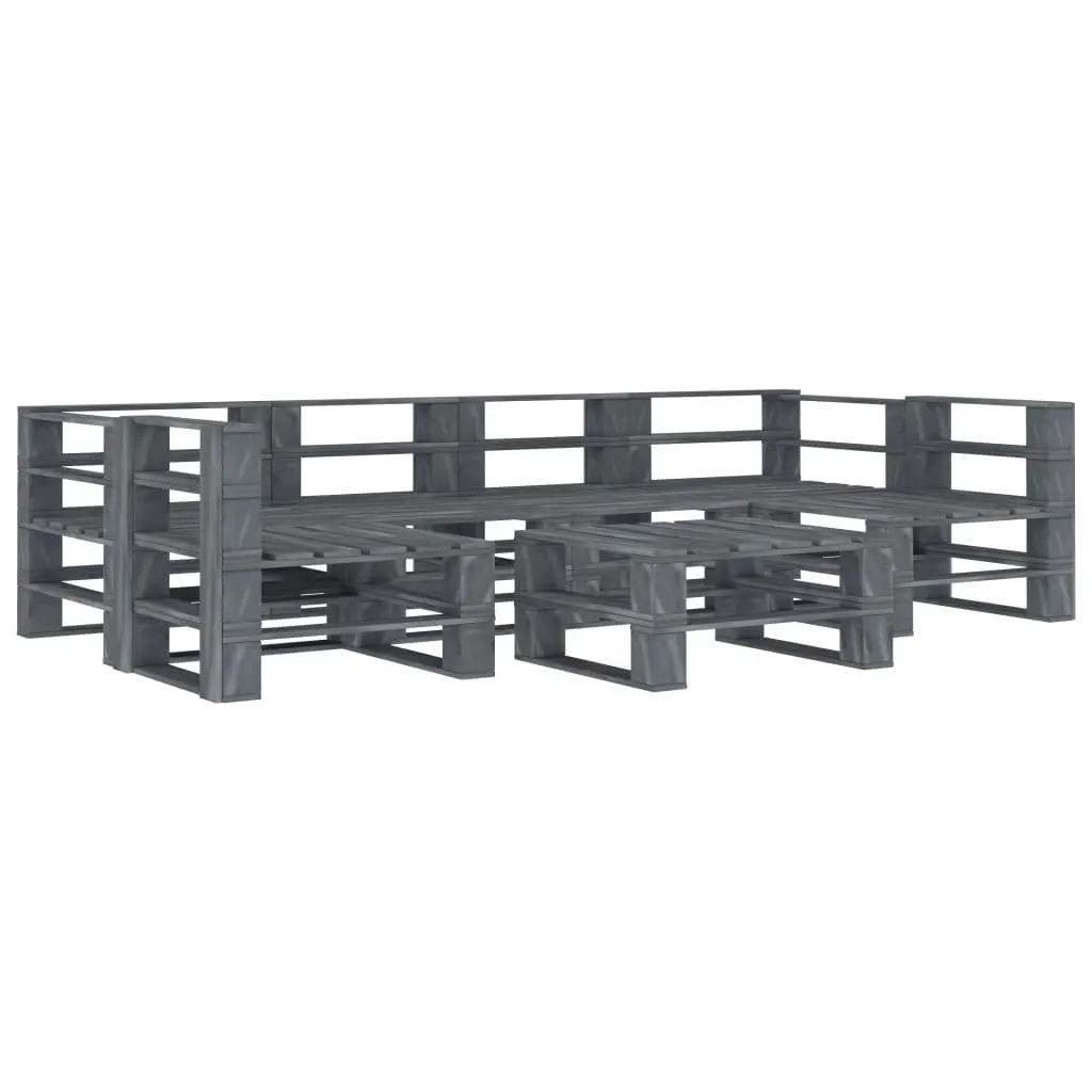 7 Piece Garden Pallet Lounge Set Wood Grey 3072262 - Furniture