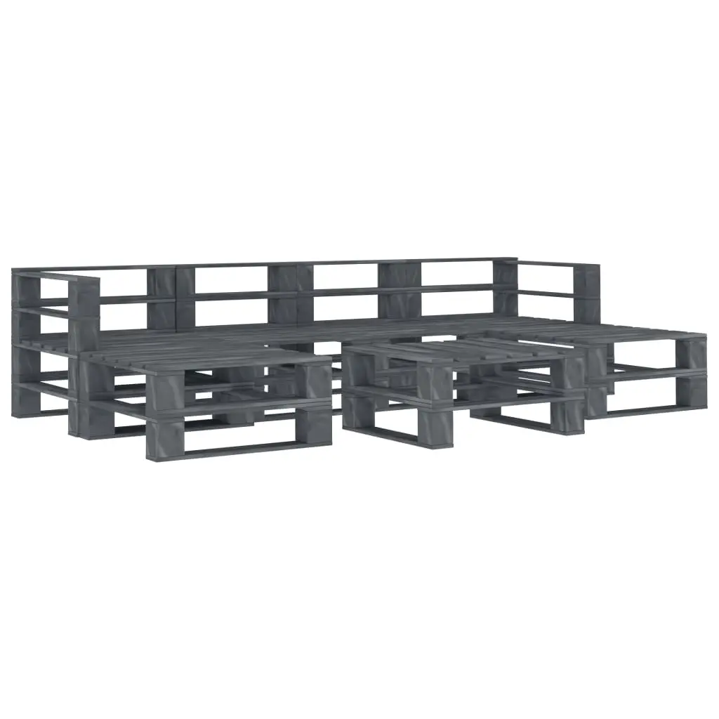 7 Piece Garden Pallet Lounge Set Wood Grey 3072263 - Furniture