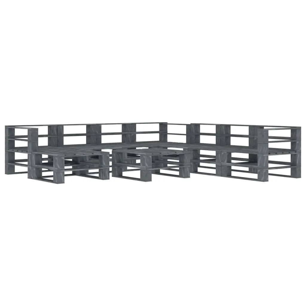 9 Piece Garden Pallet Lounge Set Wood Grey 3072266 - Furniture
