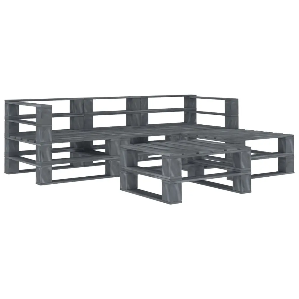 5 Piece Garden Pallet Lounge Set Wood Grey 3072268 - Furniture