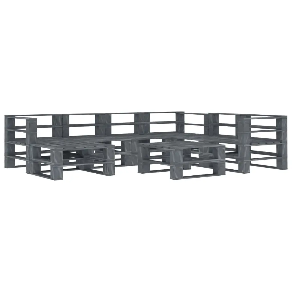 8 Piece Garden Pallet Lounge Set Wood Grey 3072269 - Furniture