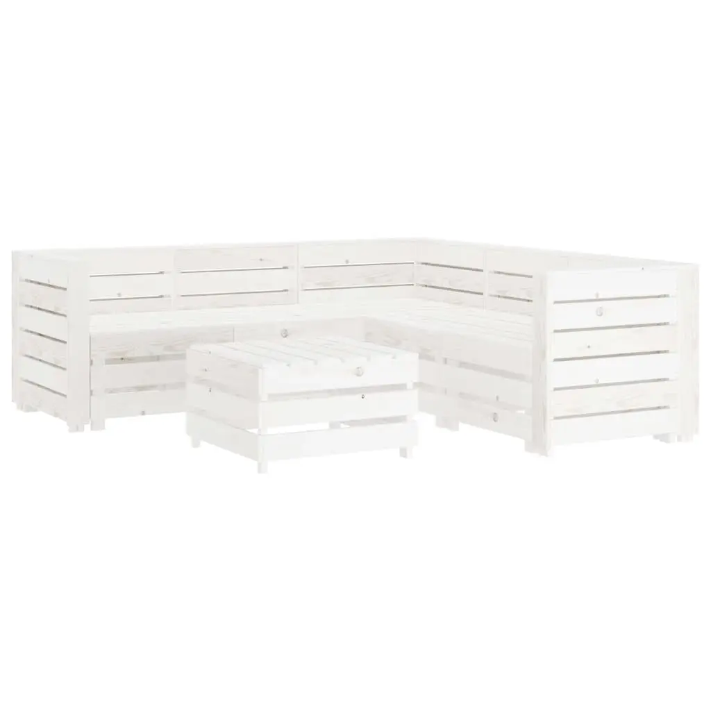 6 Piece Garden Lounge Set Pallets Wood White 3072311 - Furniture