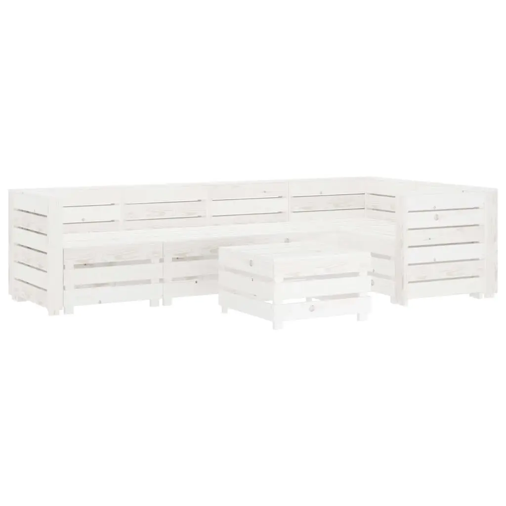 6 Piece Garden Pallet Lounge Set Wood White 3072321 - Furniture