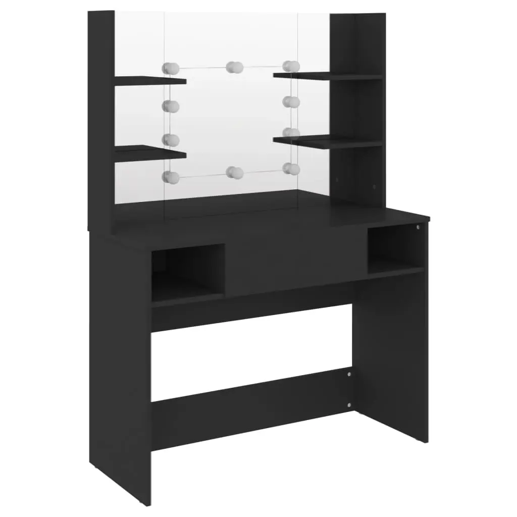 Makeup Table with LED Lights 100x40x135 cm MDF Black 331540 - Furniture