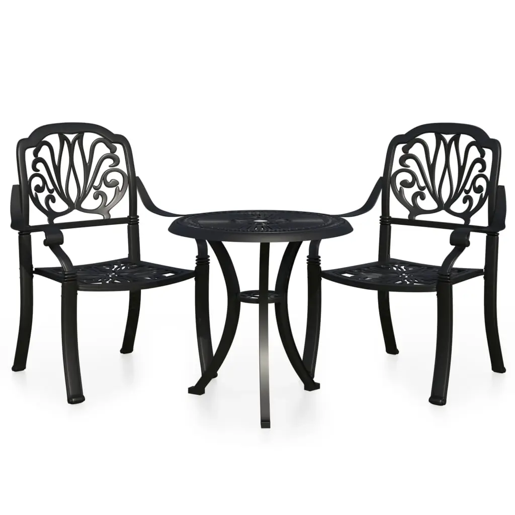 3 Piece Bistro Set Cast Aluminium Black 3070566 - Furniture