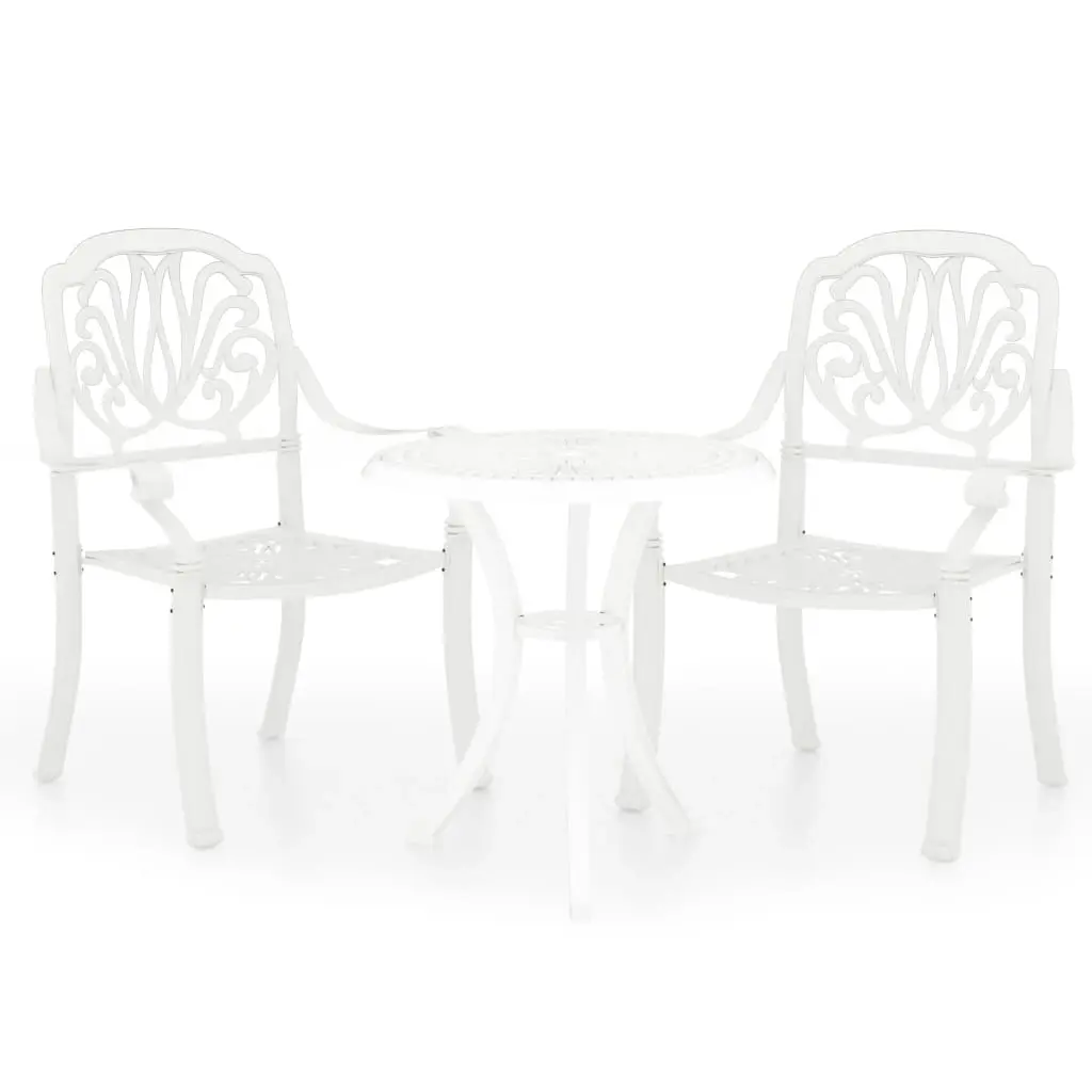 3 Piece Bistro Set Cast Aluminium White 3070567 - Furniture