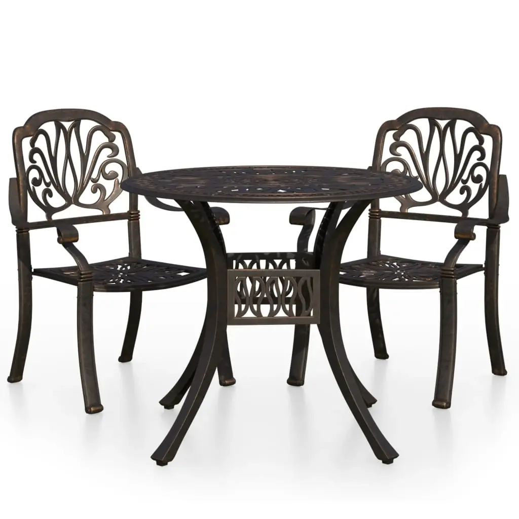 3 Piece Bistro Set Cast Aluminium Bronze 3070574 - Furniture