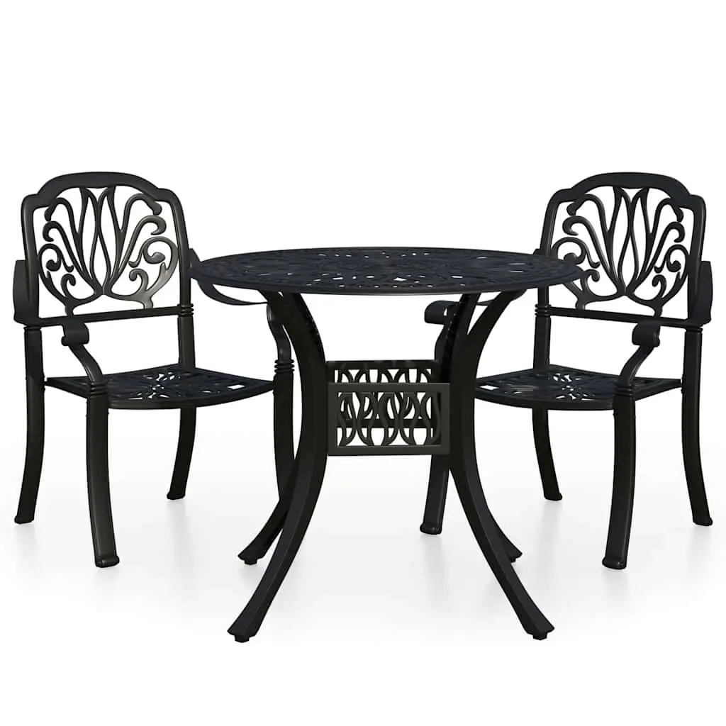 3 Piece Bistro Set Cast Aluminium Black 3070575 - Furniture