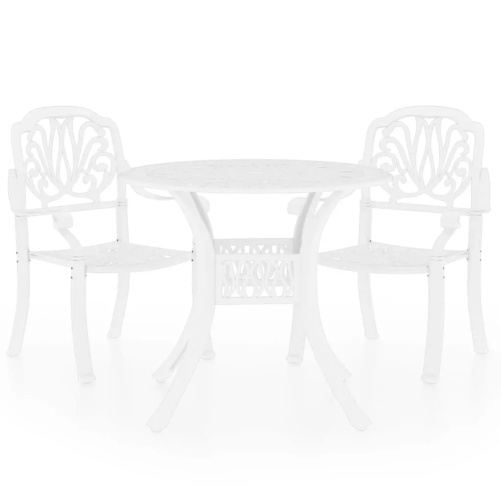 3 Piece Bistro Set Cast Aluminium White 3070576 - Furniture