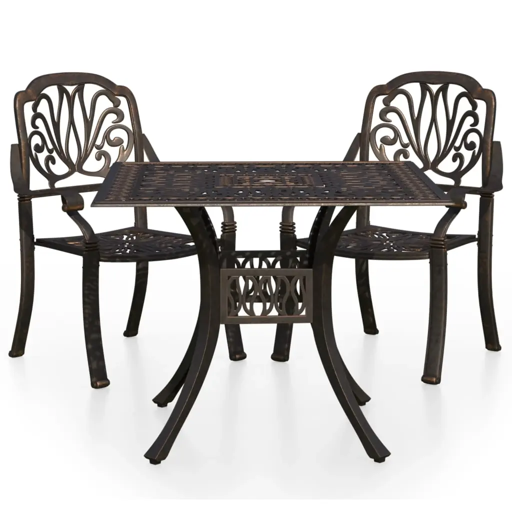 3 Piece Bistro Set Cast Aluminium Bronze 3070577 - Furniture