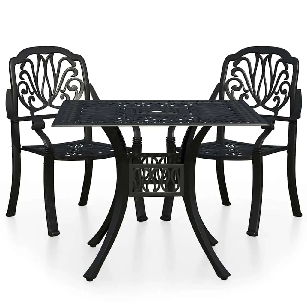 3 Piece Bistro Set Cast Aluminium Black 3070578 - Furniture