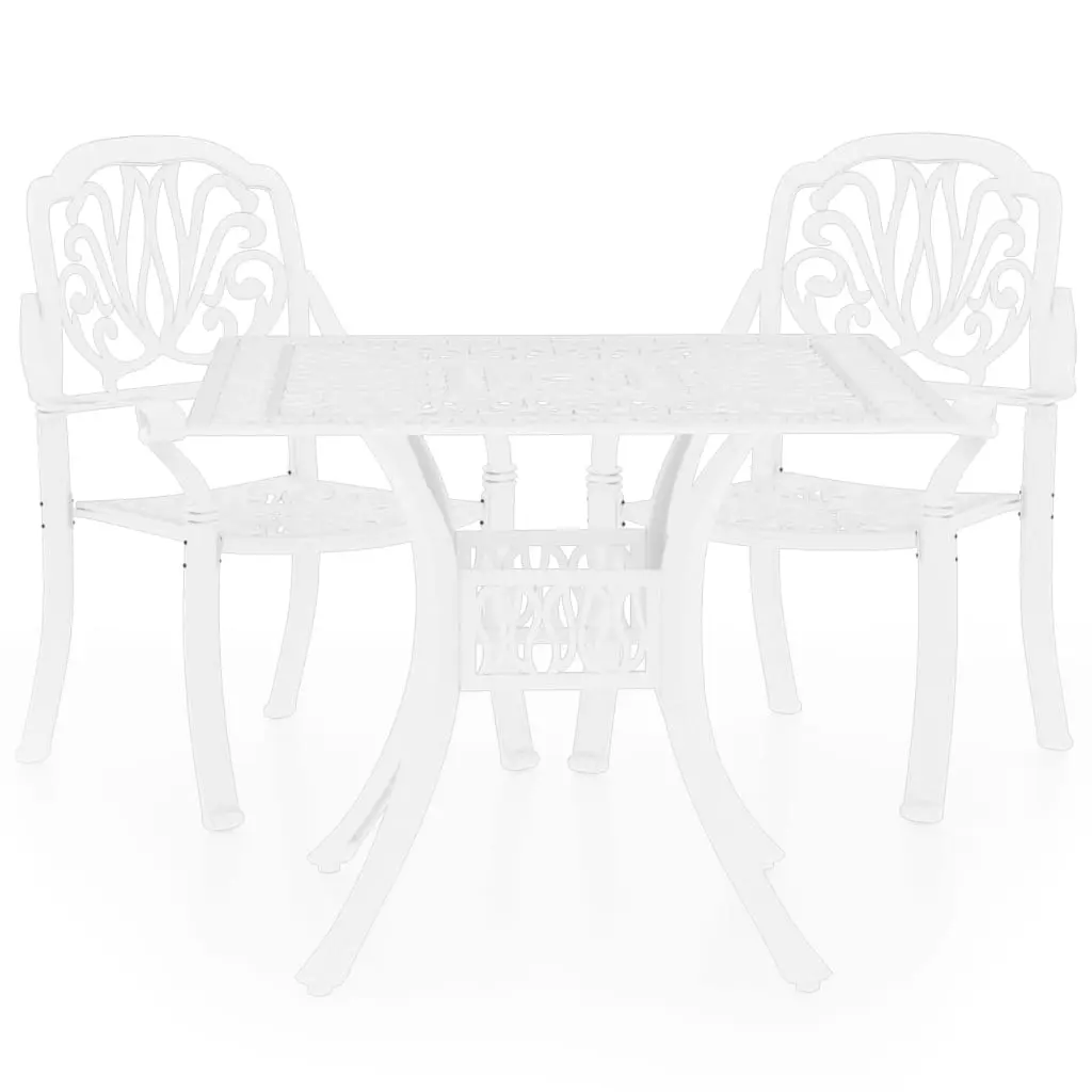 3 Piece Bistro Set Cast Aluminium White 3070579 - Furniture