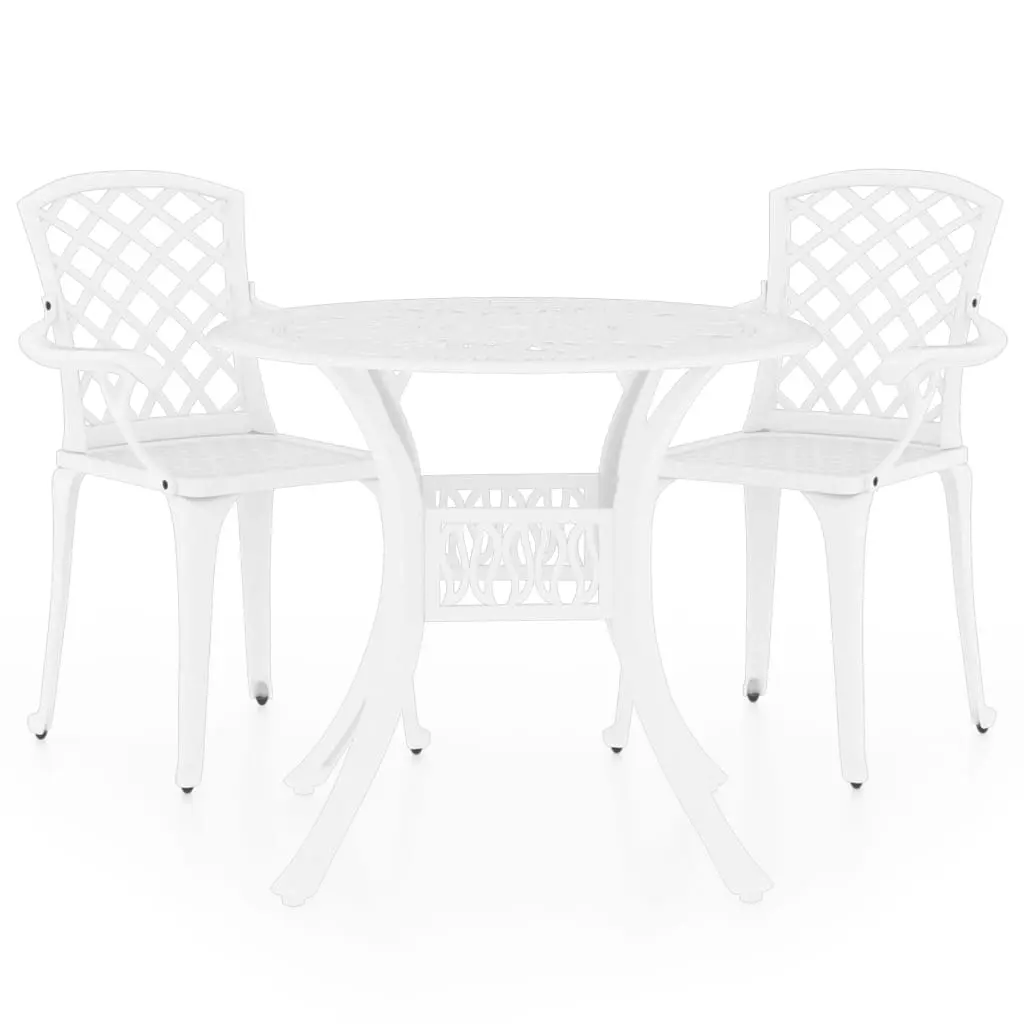 3 Piece Bistro Set Cast Aluminium White 3070585 - Furniture