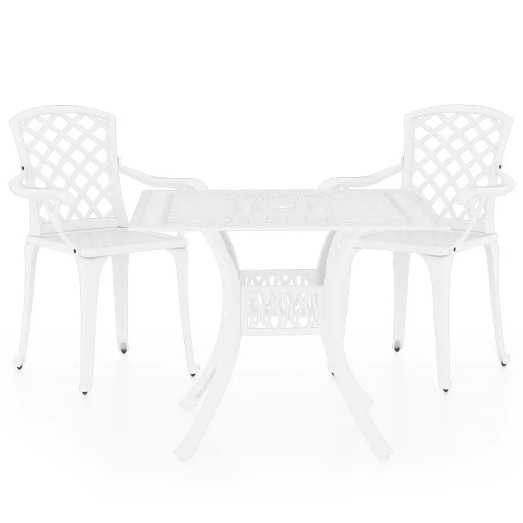 3 Piece Bistro Set Cast Aluminium White 3070588 - Furniture