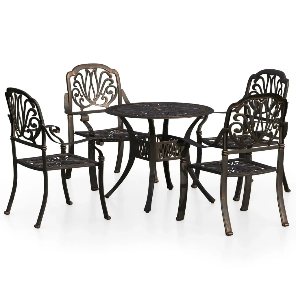 5 Piece Bistro Set Cast Aluminium Bronze 3070601 - Furniture