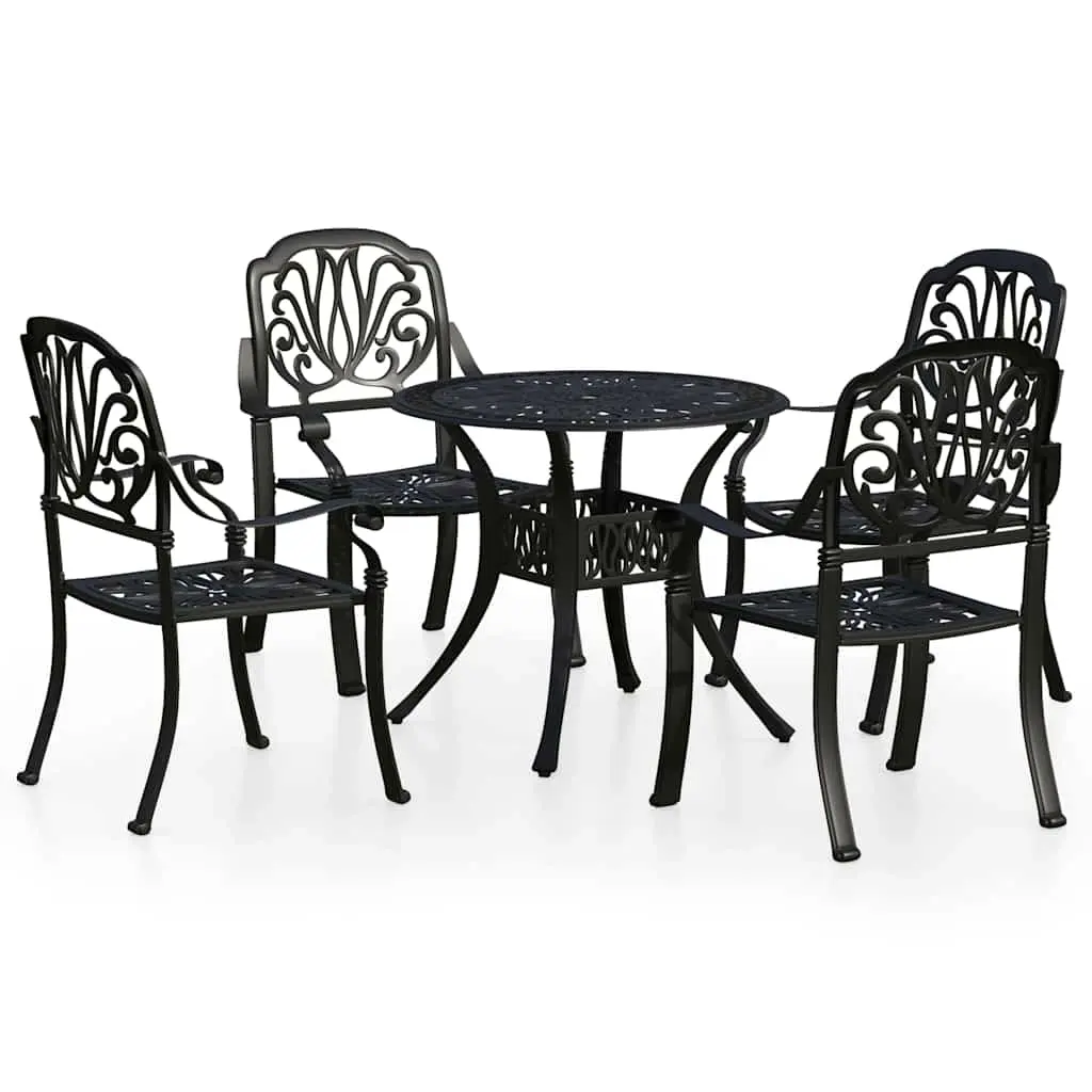 5 Piece Bistro Set Cast Aluminium Black 3070602 - Furniture