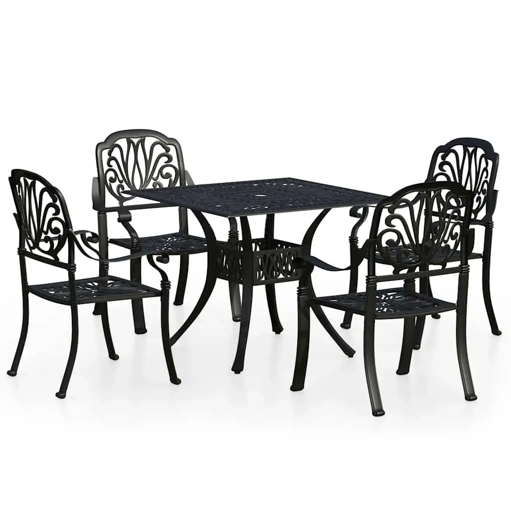 5 Piece Bistro Set Cast Aluminium Black 3070605 - Furniture