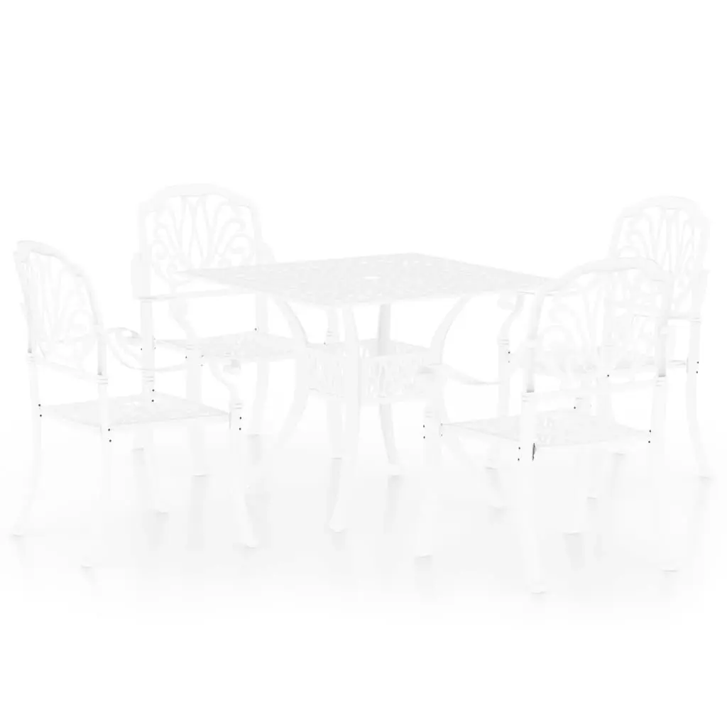 5 Piece Bistro Set Cast Aluminium White 3070606 - Furniture