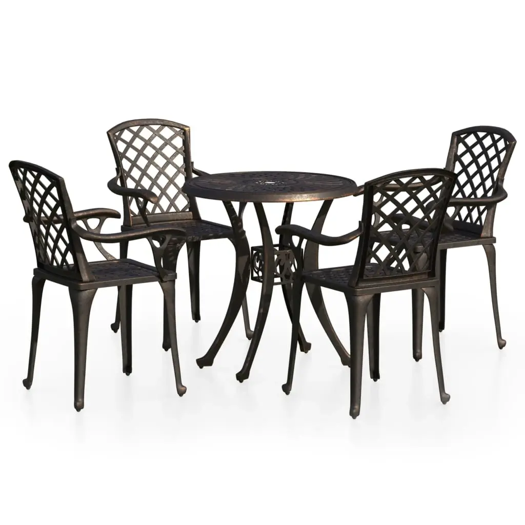 5 Piece Bistro Set Cast Aluminium Bronze 3070607 - Furniture