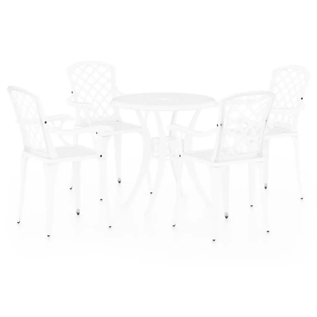 5 Piece Bistro Set Cast Aluminium White 3070609 - Furniture